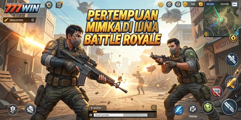 Tampilan seru pertempuran di game Battle Royale 777WIN.