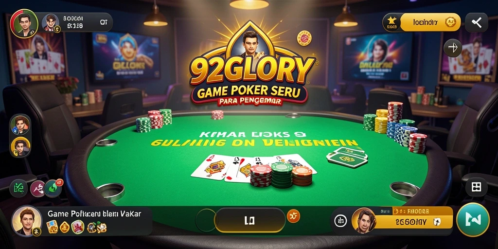 Tampilan gameplay Poker yang mendebarkan di 92GLORY.