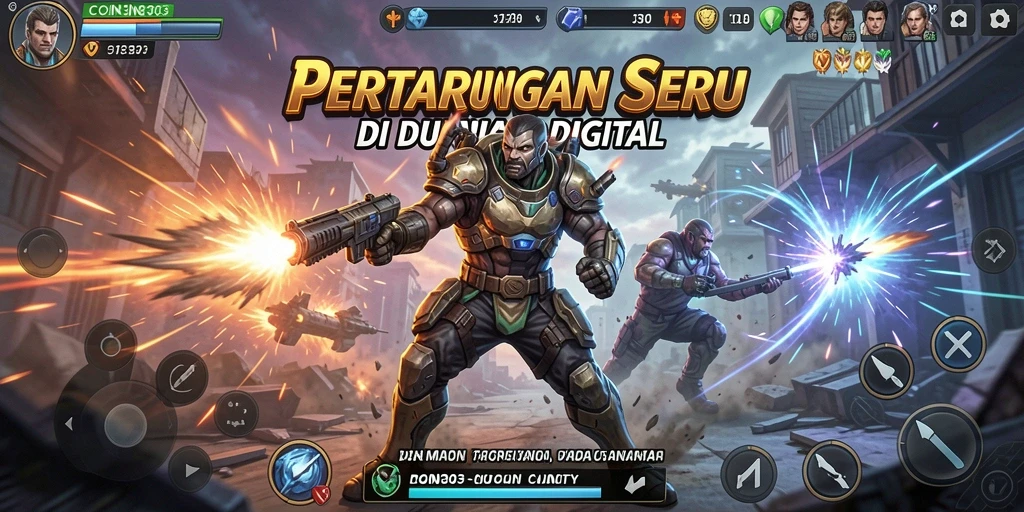 Gameplay COIN303 yang intens dan penuh aksi pertarungan.