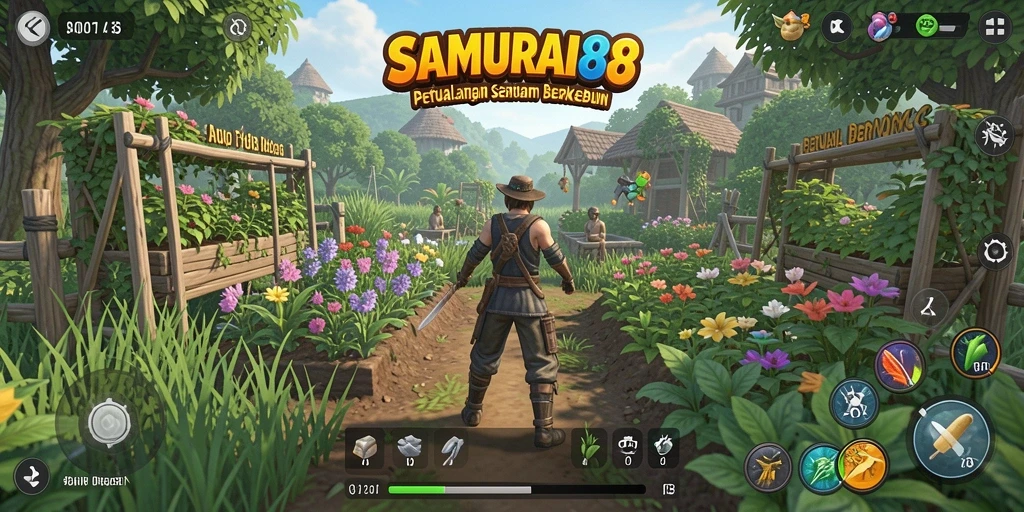 Tampilan gameplay Farming yang seru dan interaktif dalam SAMURAI88.